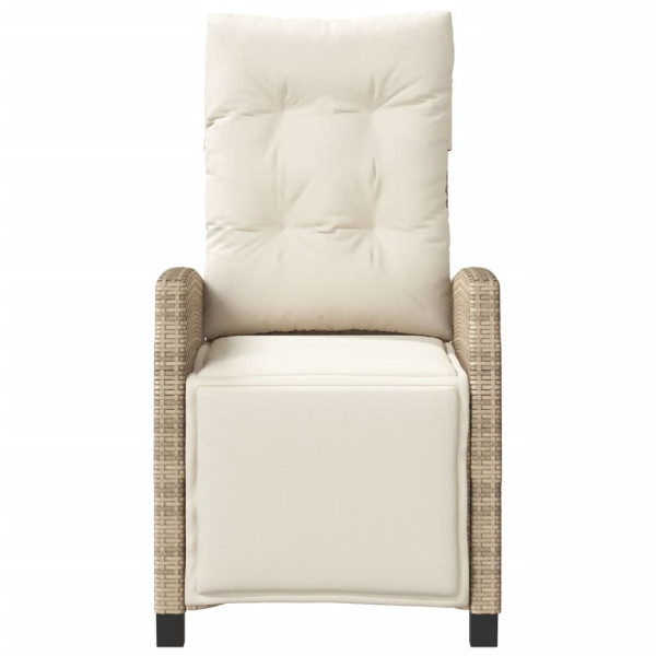 Sillón reclinable de jardín con reposapiés ratán PE beige M 4