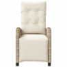 Sillón reclinable de jardín con reposapiés ratán PE beige 4