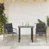 3 pcs conjunto bistrô com almofadões vime PE cinzento claro 1