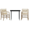 3 pcs conjunto bistrô com almofadões vime PE bege 2