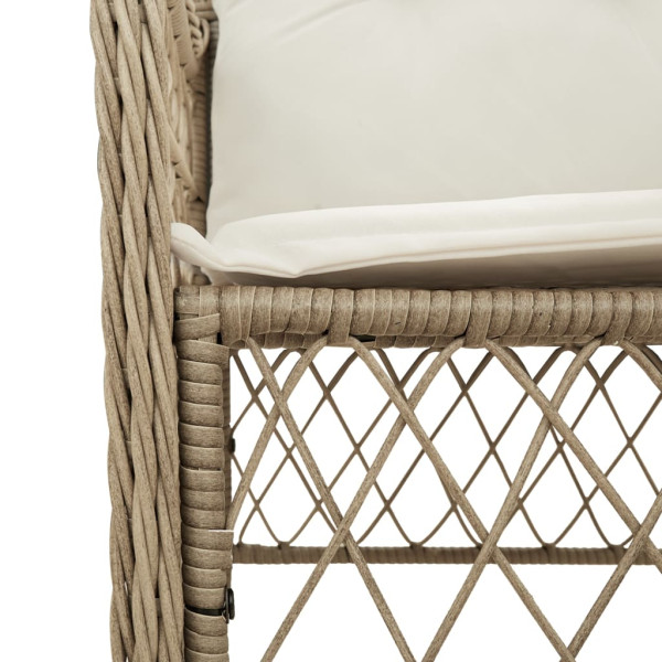 Sillas y mesita de jardín 3 piezas ratán sintético cojín beige M 5