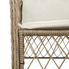 3 pcs conjunto bistrô com almofadões vime PE bege 5