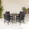 Set de muebles jardín 5 pzas con cojines ratán sintético negro 1