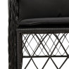 5 pcs conjunto de jantar p/ jardim c/ almofadões vime PE preto 5