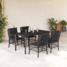 Set de muebles jardín 5 pzas con cojines ratán sintético negro 1