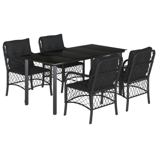 Set de muebles jardín 5 pzas con cojines ratán sintético negro M 2