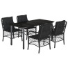 Set de muebles jardín 5 pzas con cojines ratán sintético negro 2
