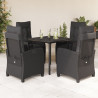 5 pcs conjunto de jantar p/ jardim c/ almofadões vime PE preto 1