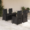 5 pcs conjunto de jantar p/ jardim c/ almofadões vime PE preto 1