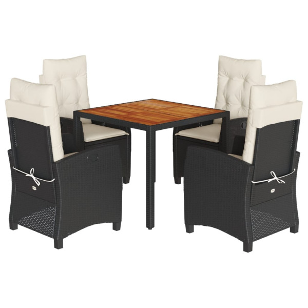 Set de muebles jardín 5 pzas con cojines ratán sintético negro M 2