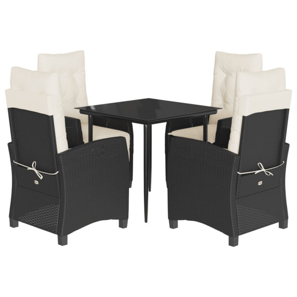 Set de muebles jardín 5 pzas con cojines ratán sintético negro M 2