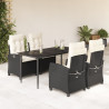 Set de muebles jardín 5 pzas con cojines ratán sintético negro 1