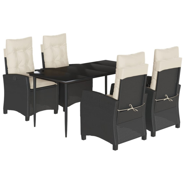 Set de muebles jardín 5 pzas con cojines ratán sintético negro M 2
