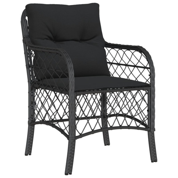 5 pcs conjunto de jantar p/ jardim c/ almofadões vime PE preto M 3