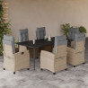Set comedor de jardín 7 pzas con cojines ratán sintético beige 1