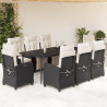 Set de comedor de jardín 9 pzas y cojines ratán sintético negro 1