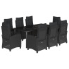 Set de comedor de jardín 9 pzas y cojines ratán sintético negro 2
