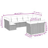 9 pcs conjunto sofás p/ jardim com almofadões vime PE cinzento 3