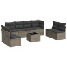 Set de muebles de jardín 9 pzas y cojines ratán sintético gris 2