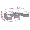 Set de muebles de jardín 9 pzas y cojines ratán sintético gris 3