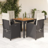 Set de muebles jardín 5 pzas con cojines ratán sintético negro 1