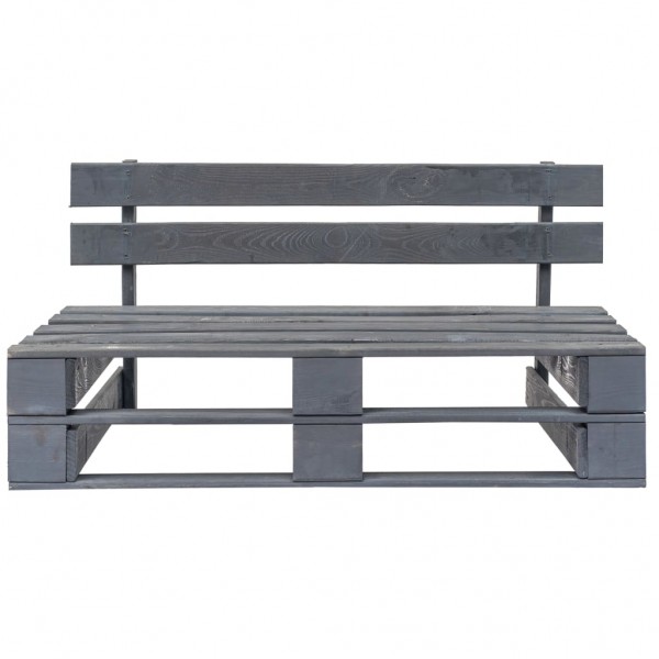 Sofá de paletes para jardim com almofadões cinzentos pinho M 4