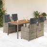 Set comedor de jardín 5 piezas con cojines ratán sintético gris 1