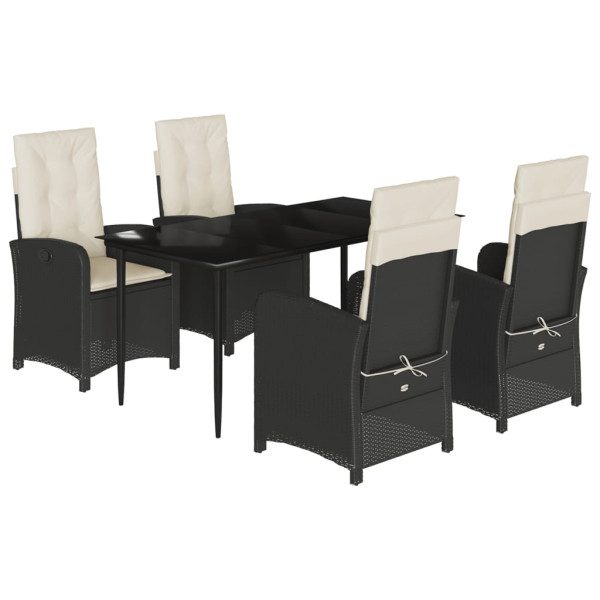 Set de muebles jardín 5 pzas con cojines ratán sintético negro M 2