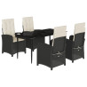 Set de muebles jardín 5 pzas con cojines ratán sintético negro 2