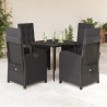 5 pcs conjunto de jantar p/ jardim c/ almofadões vime PE preto 1