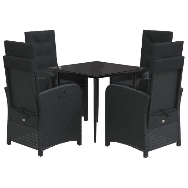Set de muebles jardín 5 pzas con cojines ratán sintético negro M 2