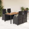 Set de muebles jardín 5 pzas con cojines ratán sintético negro 1