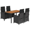 Set de muebles jardín 5 pzas con cojines ratán sintético negro 2