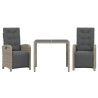 3 pcs conjunto bistrô com almofadões vime PE cinza 2