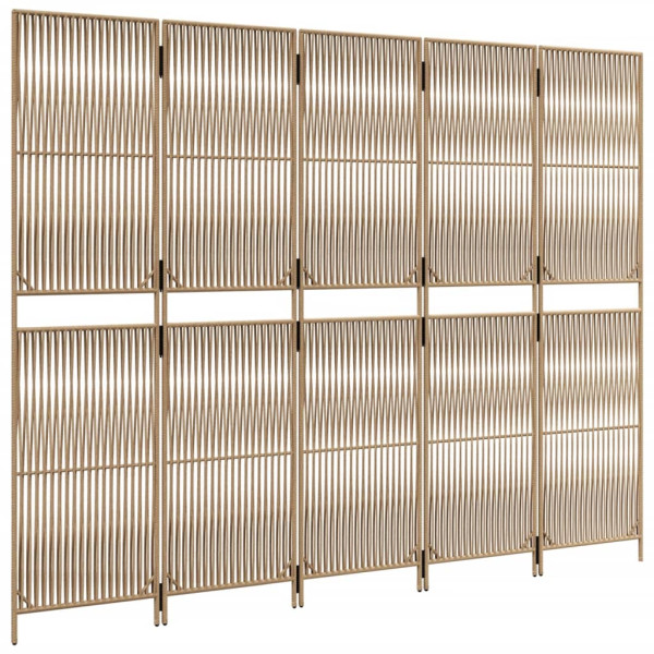 Biombo de 5 paneles ratán sintético beige M 4
