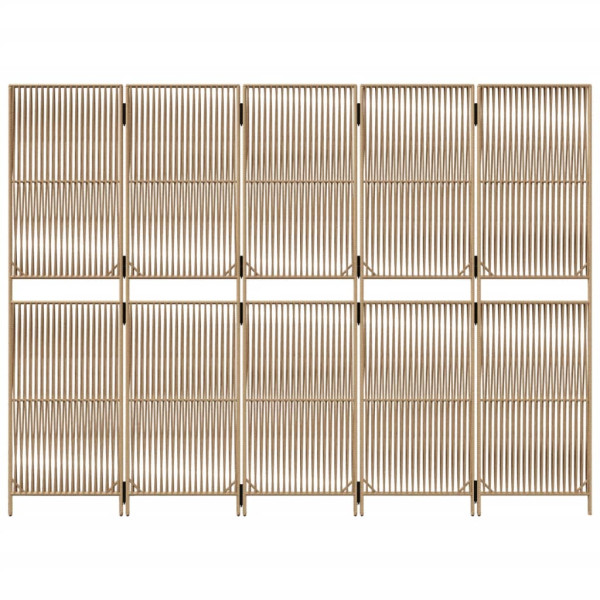 Biombo de 5 paneles ratán sintético beige M 5