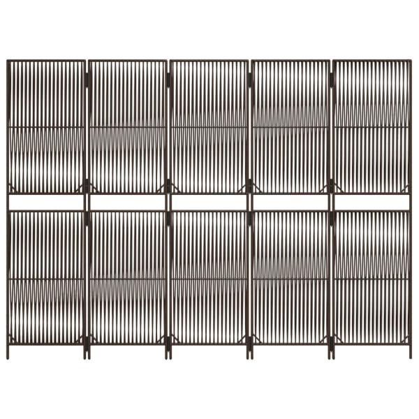 Biombo de divisão 5 painéis vime PE castanho M 5