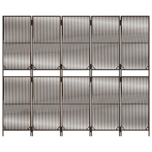 Biombo de 5 paneles ratán sintético marrón M 5