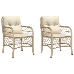 Sillones de jardín con cojines 2 uds ratán sintético beige H