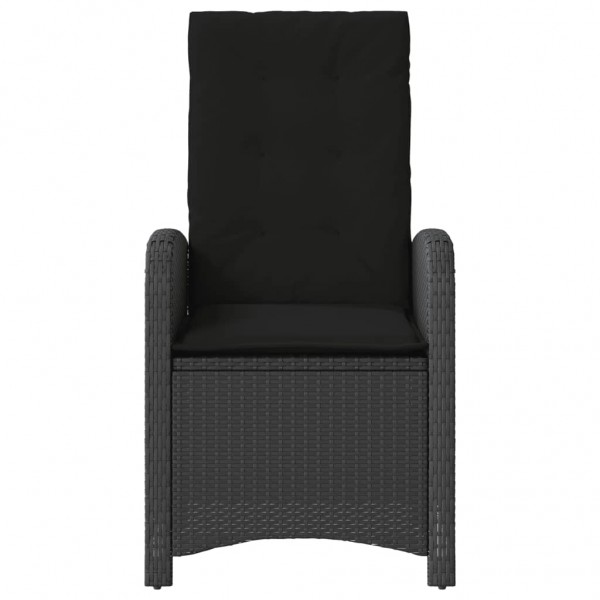 3 pcs conjunto de bistrô com almofadões vime PE preto M 5