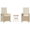 Sillas y mesita de jardín 3 piezas ratán sintético cojín beige 2