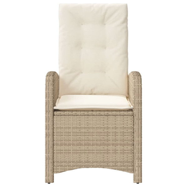 Cadeiras e mesa de jardim 3 peças ratão sintético almofada beige M 5