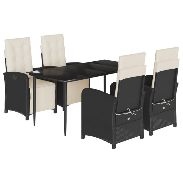 Set de muebles jardín 5 pzas con cojines ratán sintético negro M 2