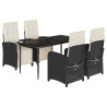 Set de muebles jardín 5 pzas con cojines ratán sintético negro 2