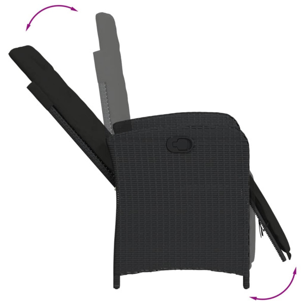 9 pcs conjunto de jantar p/ jardim c/ almofadões vime PE preto M 4