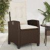 Sillón reclinable de jardín con cojines ratán sintético marrón 1