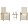 Cadeiras e mesa de jardim 3 peças ratão sintético almofada beige 1