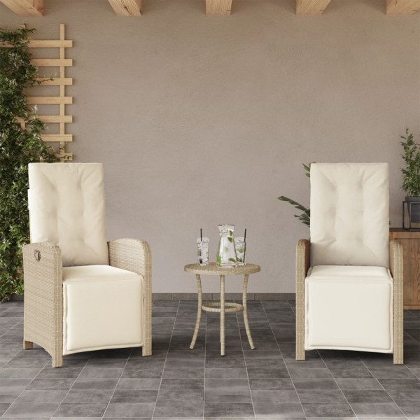 Sillas y mesita de jardín 3 piezas ratán sintético cojín beige M 3