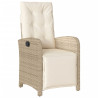 Cadeiras e mesa de jardim 3 peças ratão sintético almofada beige 4