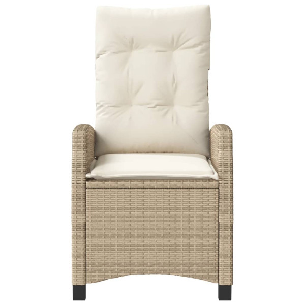 Silla de jardín reclinable con cojines ratán sintético beige M 4